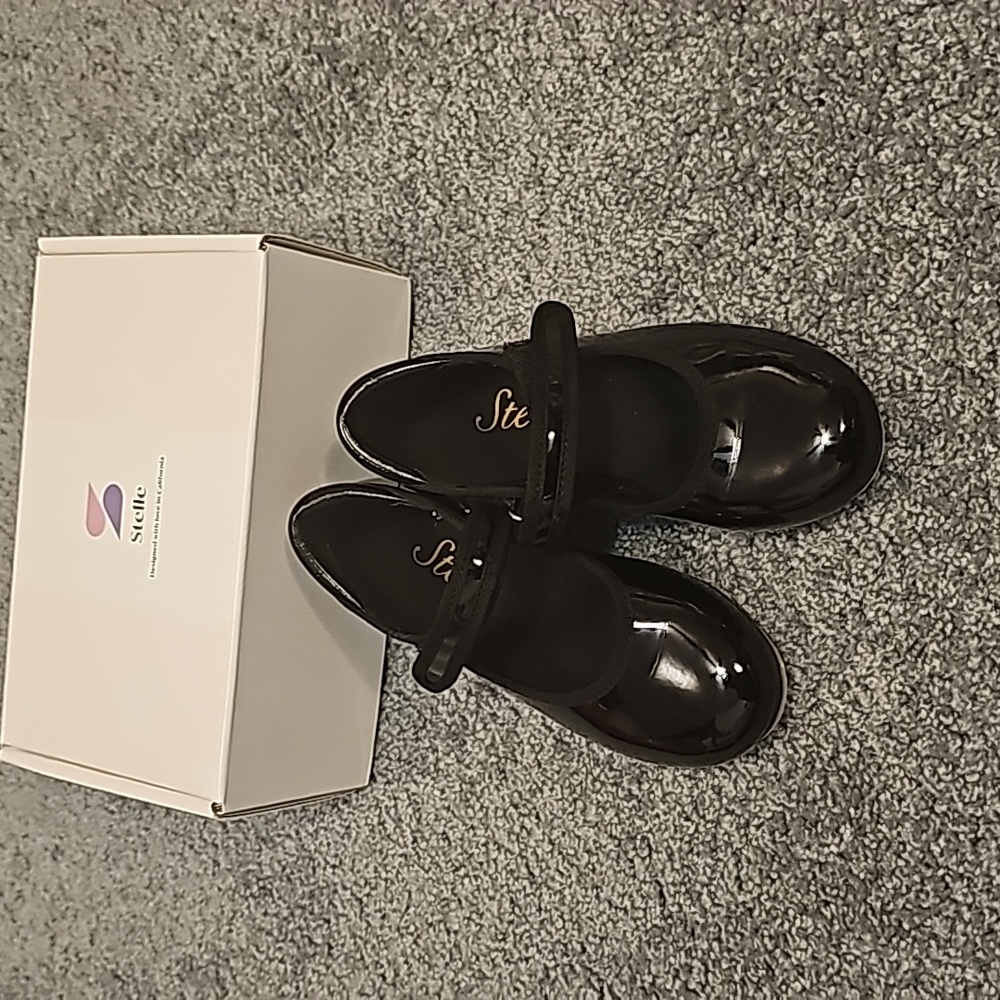 Toddler black tap shoes